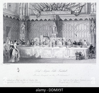 Lord Mayor's Banquet, Guildhall, London, c1856. Artist: J Shury Stock Photo