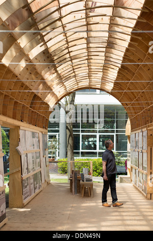 Brighton University Graduate Pavilion, Brighton, United Kingdom. Architect: Graduates (Various), 2013. View through vaulted inte Stock Photo