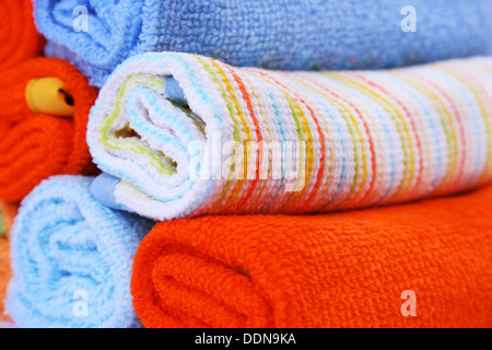 Stack of towels as a background. Stock Photo