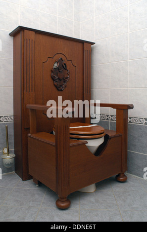 A wood encased WC toilet in the boutique Hotel Ruze in Cesky Krumlov Czech republic Stock Photo