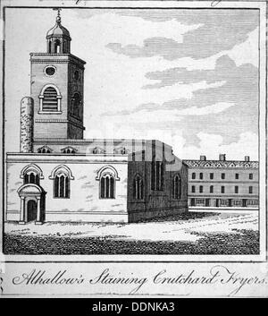 Church of All Hallows Staining, London, c1750. Artist: Anon Stock Photo
