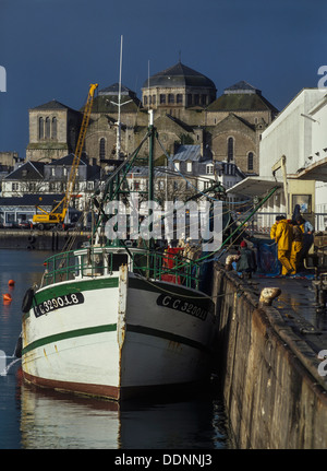 The old Church of Saint-Cœur-de-Marie (now partly demolished) Concarneau Fishing Harbour, Brittany, France Stock Photo