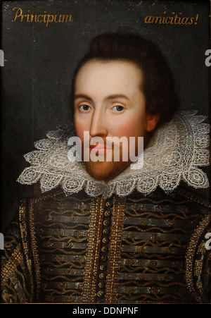 THE COBBE PORTRAIT  Early Jacobean painting by unknown artist though to be of William Shakespeare Stock Photo