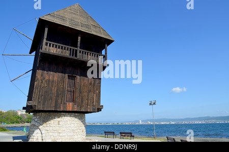 Old Windmill in Nessebar,Bulgaria. Stock Photo