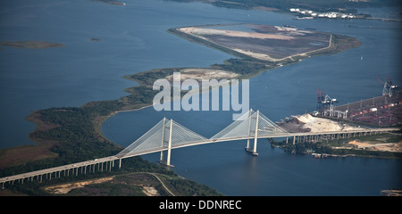 Aerial view of he Dames Point Bridge Jacksonville, FL - July, 2011 Stock Photo