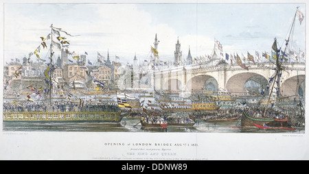 Opening ceremony of the new London Bridge, 1831. Artist: Englemann, Graf and Co Stock Photo