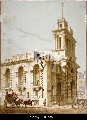 North-west view of the Church of St Mary Woolnoth, City of London, 1812. Artist: George Shepherd Stock Photo
