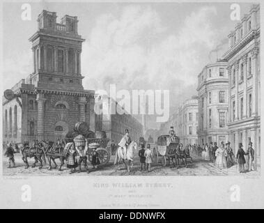 Church of St Mary Woolnoth, City of London, 1840. Artist: John Woods Stock Photo