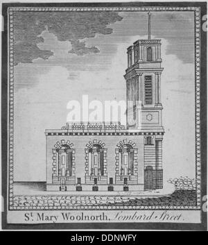 Church of St Mary Woolnoth from the north, City of London, 1770. Artist: Anon Stock Photo