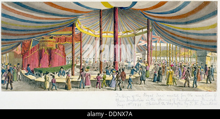 Royal opening of London Bridge, 1831. Artist: JH Fairholt Stock Photo