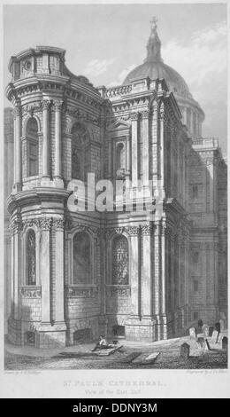 East end of St Paul's Cathedral, City of London, 1837. Artist: John Le Keux Stock Photo