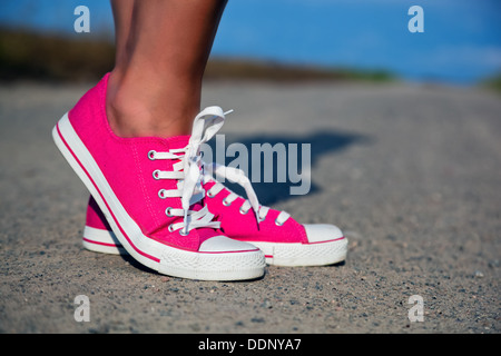 Pink trainers / sneakers Stock Photo