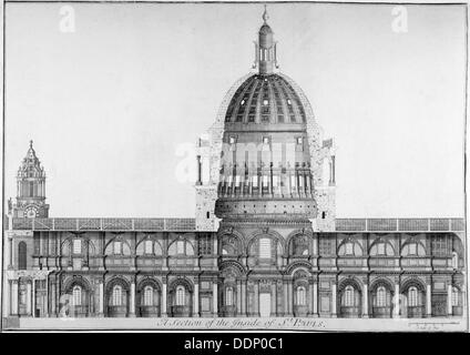 Longitudinal section of St Paul's Cathedral, City of London, 1720.                             Artist: Anon Stock Photo