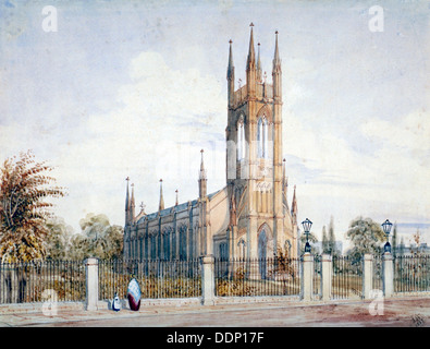 West view of St Luke's Church, Chelsea, London, 1847.                                               Artist: John Chessell Buckler Stock Photo