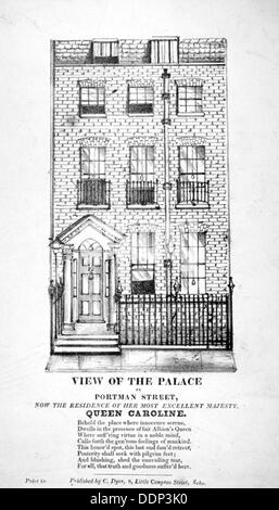 View of the residence of Queen Caroline in Portman Street, Marylebone, London, c1820. Artist: Anon Stock Photo
