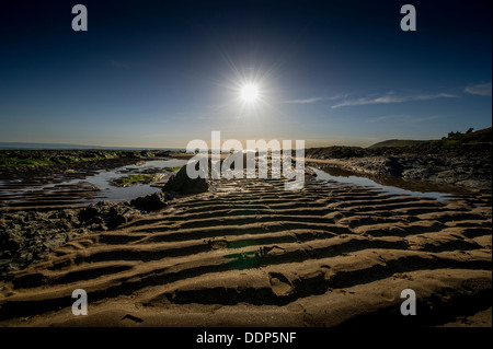 patterns on the beach at Croyde bay on the north Devon coast Stock Photo