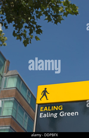 pillar sign with walking man image at ealing green, ealing council, london, england Stock Photo