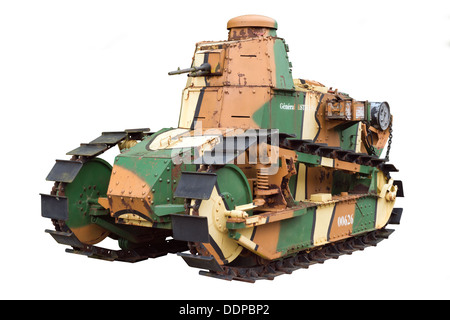 A cut out of a French, Renault FT 17 WW1 camouflaged tank Stock Photo