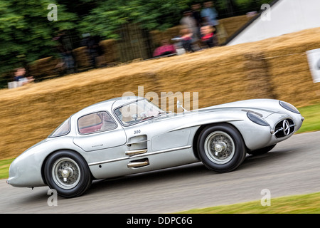 1955 Mercedes-Benz 300SLR Uhlenhaut Coupe at the 2013 Goodwood Festival of Speed, Sussex, UK. Driver - Hans Hermann. Stock Photo