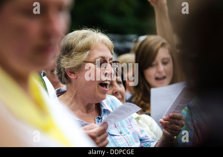 Belt It Out Balcombe event at Balcombe, West Sussex, for the anti-fracking campaign, 11th August 2013 Stock Photo