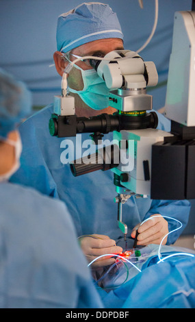 Doctor performs eye surgery. Stock Photo
