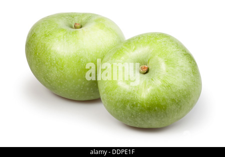 apple green two on white background Stock Photo