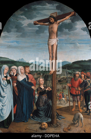 Christ on the Cross, ca 1515. Artist: David, Gerard (ca. 1460-1523) Stock Photo