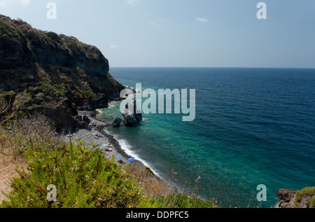 A rocky beach near Malfa on the island of Salina, The Aeolian Islands, Messina, Sicily, Italy Stock Photo