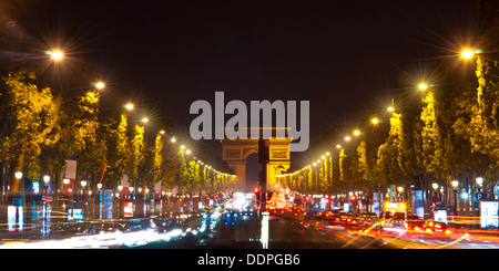 The Champs Elysees paris france at night Stock Photo