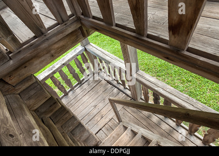 Wooden ladder in old house Stock Photo