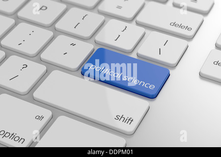 Political science button on keyboard with soft focus Stock Photo