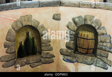 Wall decoration with wine cellar Stock Photo