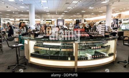 sophisticated display counter shoppers in cosmetic department Nordstrom Department Store Alderwood Mall Lynnwood Washington Stock Photo