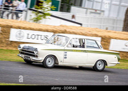 1966 Lotus-Ford Cortina touring car at the 2013 Goodwood Festival of Speed, Sussex, UK. Stock Photo