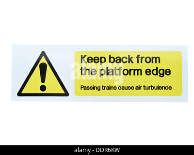 Keep back from the platform edge sign on train station UK Stock Photo