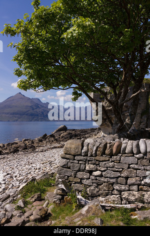 Elgol beach with Sea Loch Scavaig and Black Cuillin Mountains beyond, Isle of Skye Scotland, UK Stock Photo