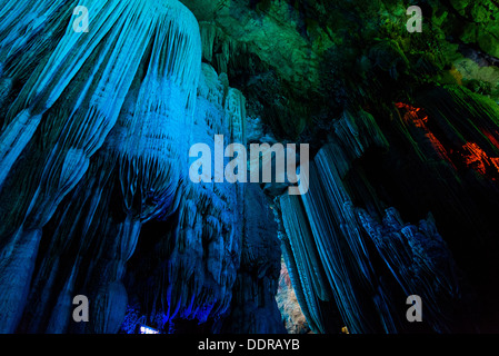 Stalactite formation in the Assembling Dragon Cave, Yangshuo, Guilin, Guangxi Province, China Stock Photo