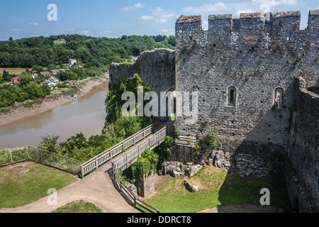Chepstow Castle and the River Wye, Wales Stock Photo