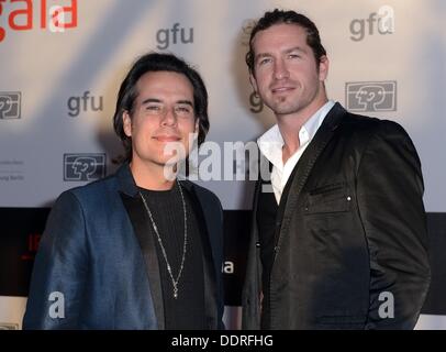 Berlin, Germany. 05th Sep, 2013. Canadian musician Jonas Tomalty and Corey Diabo of the band Jonas & the massive attraction arrive at the opening gala of the Berlin Radio Show in Berlin, Germany, 05 September 2013. Photo: Britta Pedersen/dpa/Alamy Live News Stock Photo