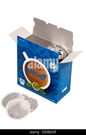 Box of 80 decaff decaffeinated teabags from Tesco Stock Photo