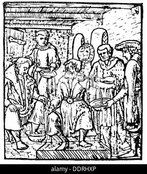 medicine,treatment,blood-letting,doctor draining blood from man,fresco ...