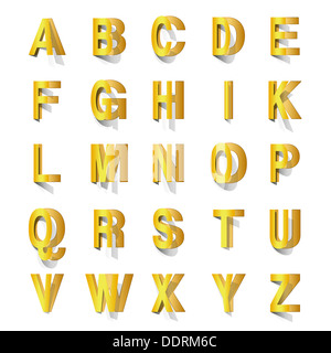 golden abc cut out of paper Stock Photo