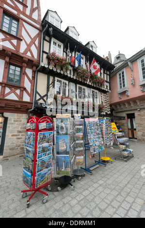 Gift shop selling Faiences de Quimper and postcards Quimper Brittany France Stock Photo