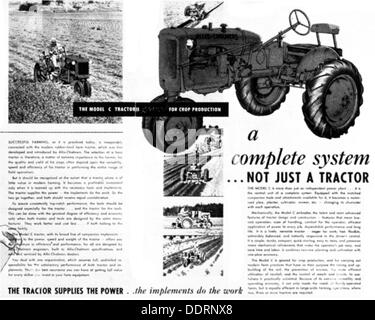 advertising, machines / metals / engines, advertisement for tractors model C by Allis-Chalmers, USA, 1950s, Additional-Rights-Clearences-Not Available Stock Photo