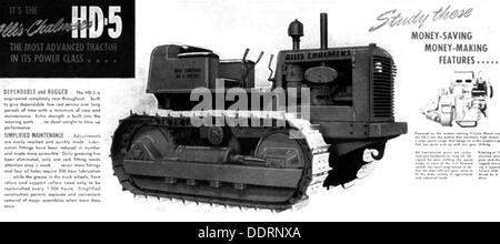 advertising, machines / metals / engines, advertisement for tractors model HD-5 by Allis-Chalmers, USA, 1950s, Additional-Rights-Clearences-Not Available Stock Photo