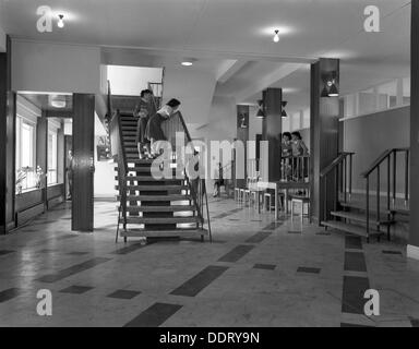 Pupils talking on a stairway, Tapton Hall Secondary Modern School, Sheffield, South Yorkshire, 1960. Artist: Michael Walters Stock Photo