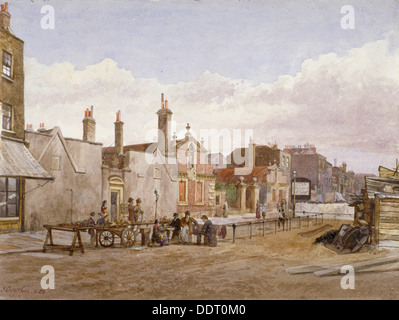 Skinners' Almshouses and Trinity Almshouses, Mile End Road, Stepney, London, 1883. Artist: John Crowther Stock Photo