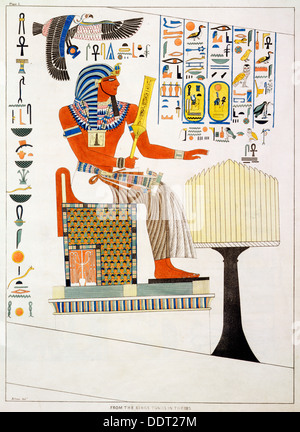 Mural from the Tombs of the Kings of Thebes, discovered by G Belzoni, 1820-1822. Artist: Charles Joseph Hullmandel Stock Photo