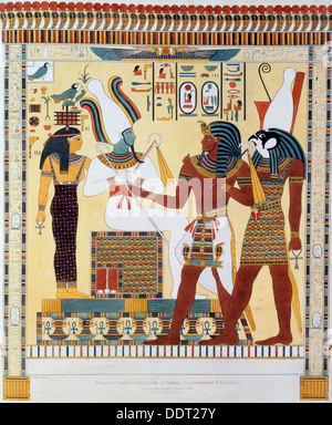 Mural from the Tombs of the Kings of Thebes, discovered by G Belzoni, 1820-1822. Artist: Charles Joseph Hullmandel Stock Photo