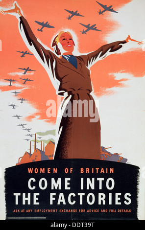 'Women of Britain Come into the Factories', c1940. Artist: Unknown Stock Photo